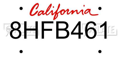 8HFB461 California License Plate