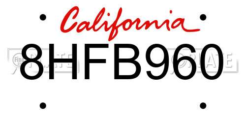 8HFB960 California License Plate