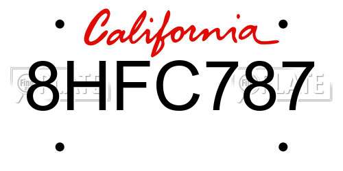 8HFC787 California License Plate