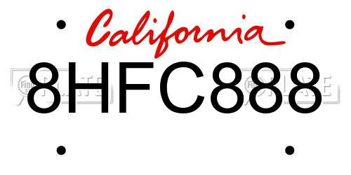 8HFC888 California License Plate