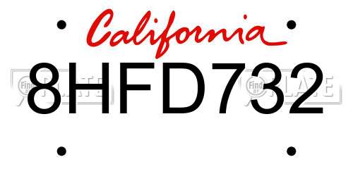 8HFD732 California License Plate