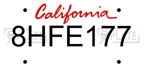 8HFE177 California License Plate