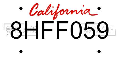 8HFF059 California License Plate