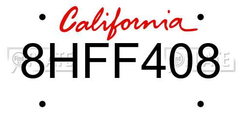 8HFF408 California License Plate