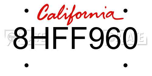 8HFF960 California License Plate