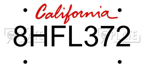 8HFL372 California License Plate