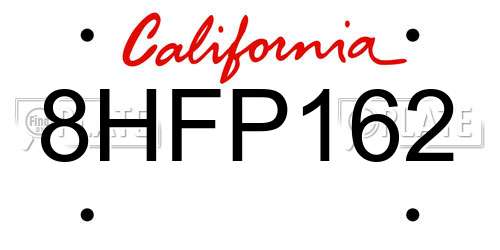 8HFP162 California License Plate
