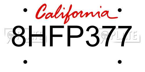 8HFP377 California License Plate
