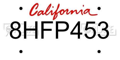 8HFP453 California License Plate