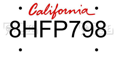 8HFP798 California License Plate