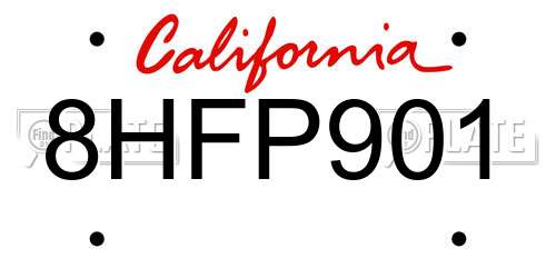 8HFP901 California License Plate