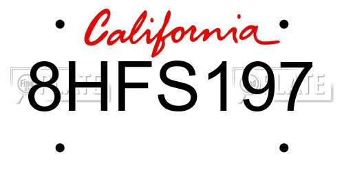 8HFS197 California License Plate