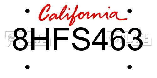 8HFS463 California License Plate