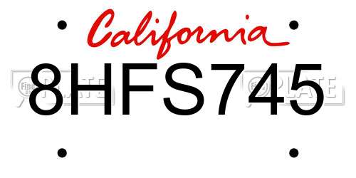 8HFS745 California License Plate