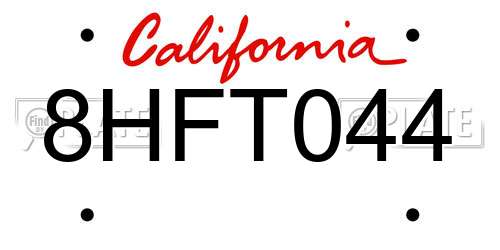 8HFT044 California License Plate