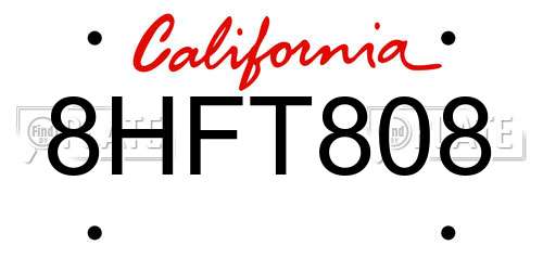 8HFT808 California License Plate