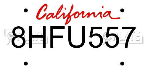 8HFU557 California License Plate