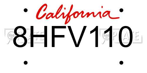 8HFV110 California License Plate