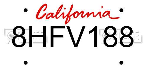 8HFV188 California License Plate