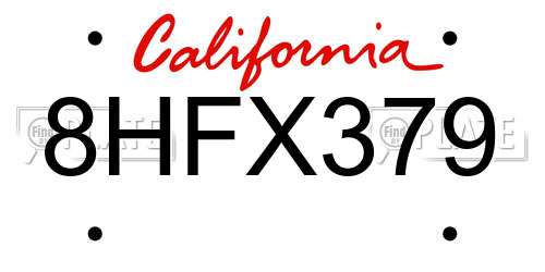 8HFX379 California License Plate