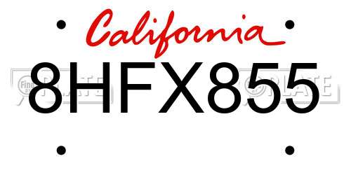 8HFX855 California License Plate