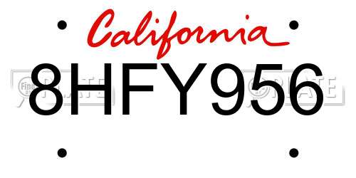 8HFY956 California License Plate
