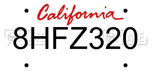 8HFZ320 California License Plate
