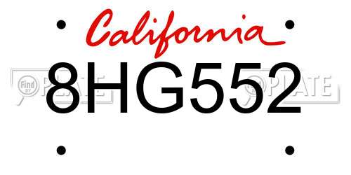 8HG552 California License Plate