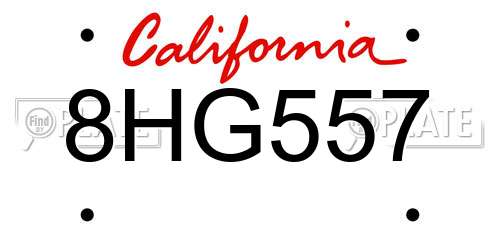 8HG557 California License Plate