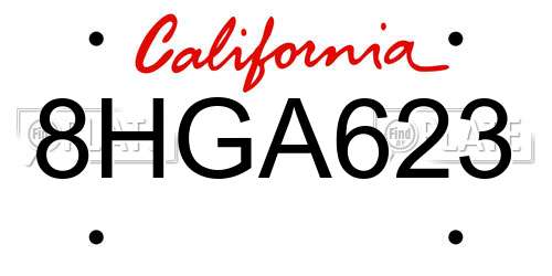 8HGA623 California License Plate