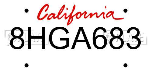 8HGA683 California License Plate