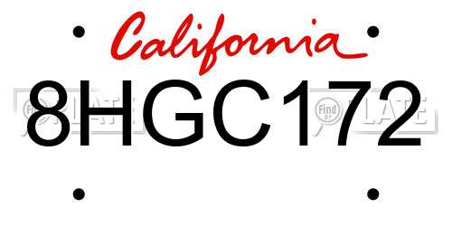 8HGC172 California License Plate