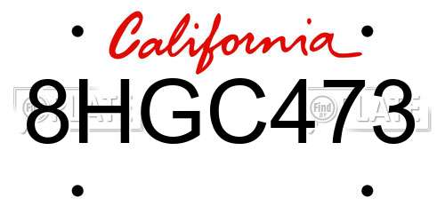 8HGC473 California License Plate