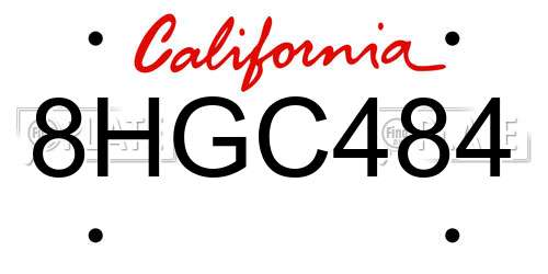 8HGC484 California License Plate