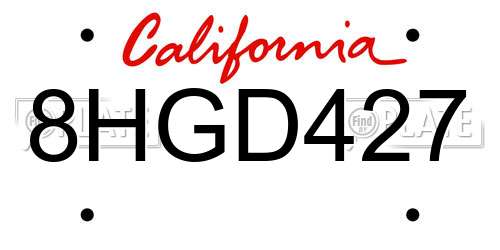 8HGD427 California License Plate
