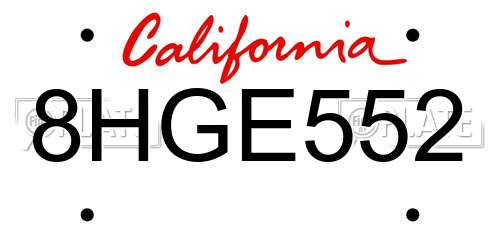 8HGE552 California License Plate