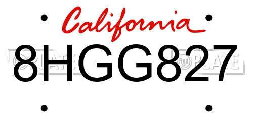 8HGG827 California License Plate