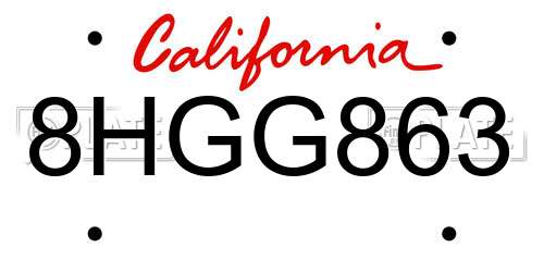 8HGG863 California License Plate