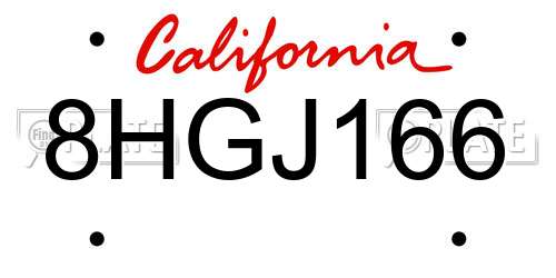 8HGJ166 California License Plate