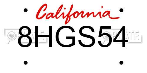 8HGS54 California License Plate