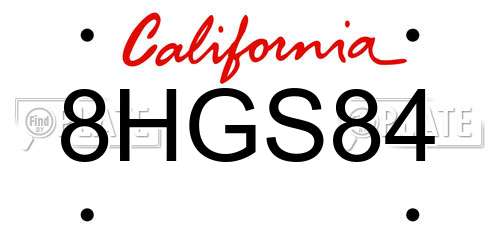 8HGS84 California License Plate