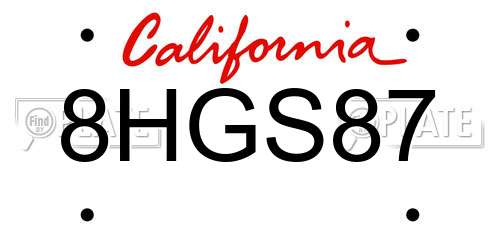 8HGS87 California License Plate