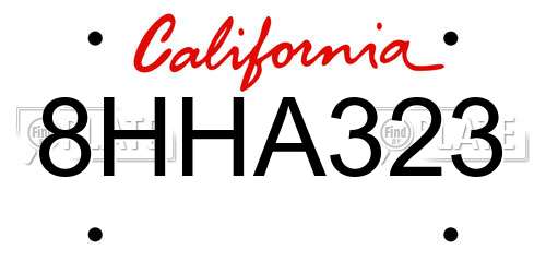 8HHA323 California License Plate