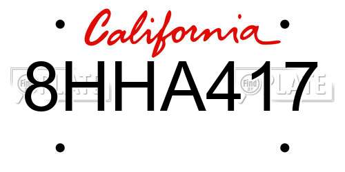 8HHA417 California License Plate