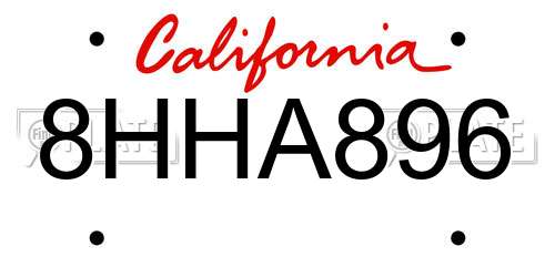 8HHA896 California License Plate