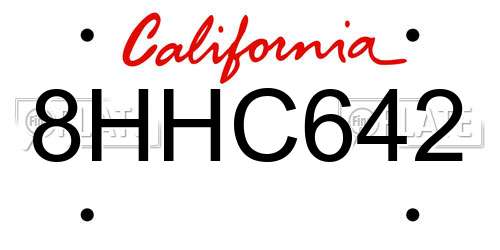 8HHC642 California License Plate