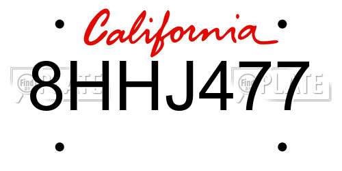 8HHJ477 California License Plate