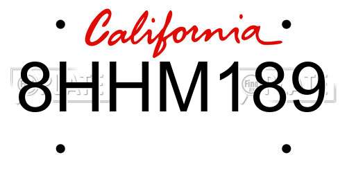 8HHM189 California License Plate