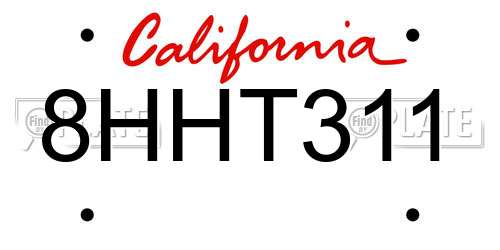 8HHT311 California License Plate