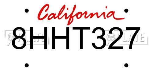 8HHT327 California License Plate